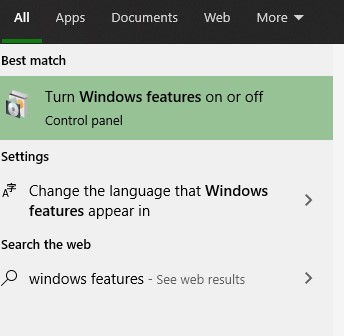 Windows Features Start Menu Search