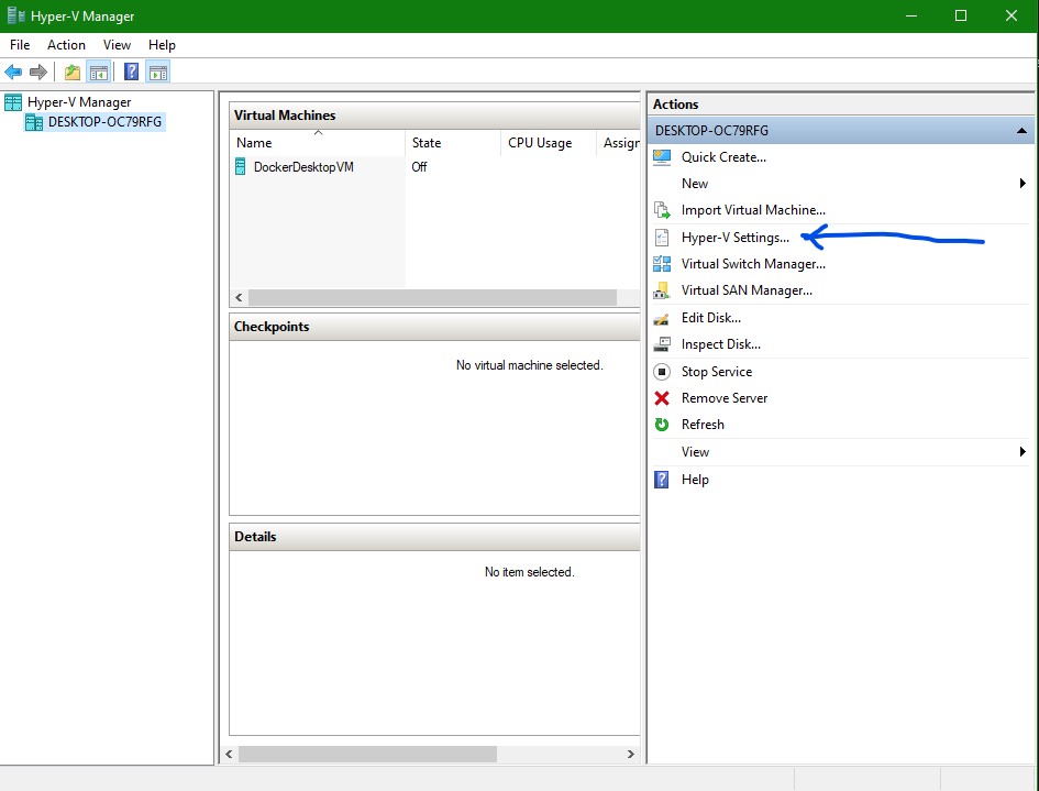 Hyper-v settings